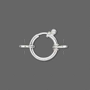 Sterling zilveren nautisch slot, rond 14mm met 2 achtvormige componenten (dubbele ringen). Per stuk