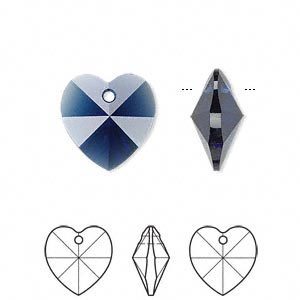 Swarovski kristal, hanger hart, 14x14mm. Verkocht per stuk