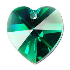 Swarovski kristal, hanger hart, 18x18mm, emerald AB met zilverfoil rug
