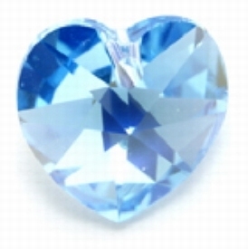 Swarovski kristal, hanger hart, 18x18mm, aquamarine AB met zilverfoil rug