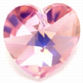 Swarovski kristal, hanger hart, 18x18mm, light rose AB