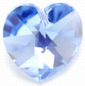 Swarovski kristal, hanger hart, 18x18mm, light sapphire AB