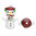 Glazen figuurkraal, sneeuwpop met bordeauxrode muts, ca. 20x12mm. Verkocht per stuk