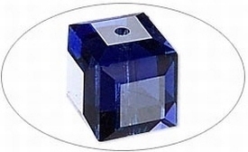 Swarovski kristal, kubuskralen, 6mm, dark indigo. Verkocht per verpakking van 2 stuks