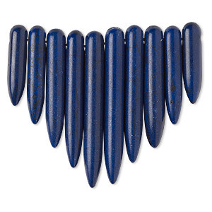 Magnesiet, centre-piece, 10 delig, met elementen variërend van ca. 20x5 tot 39x5. Lapis lazuli kleur