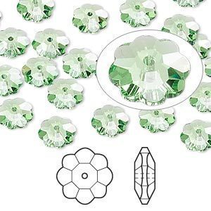 Swarovski kristal, lochrose flower kralen, 6mm, peridot. Per 4 stuks (restant)