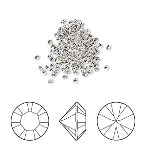 Swarovski kristal, Chaton PP9 Xirius rond 1,5-1,6mm, crystal clear. Verkocht per 144 stuks