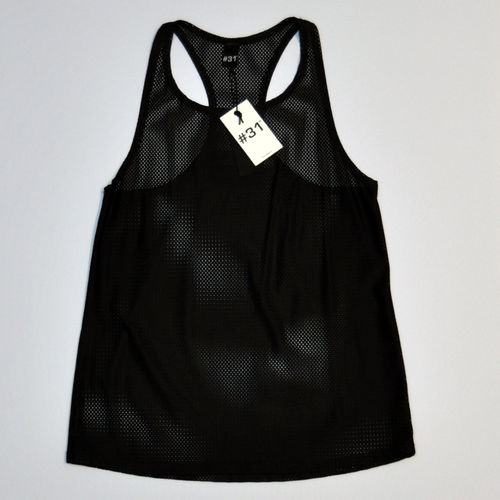 Ladies mesh singlet top – black