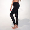 Ladies low waist legging with mesh panels – black