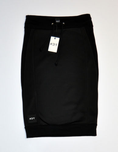 Ladies knee length skirt in scuba and cotton – black