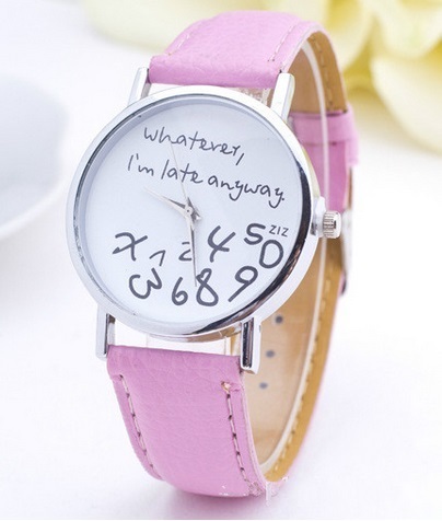 Gofuly New Style ZIZ 'Whatever Im late anyway' vrouwen horloge roze