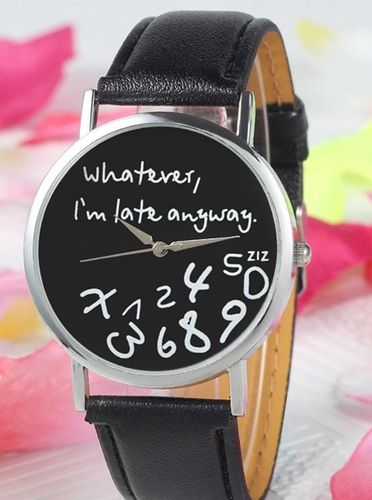 Gofuly New Style ZIZ 'Whatever Im late anyway' vrouwen horloge zwart