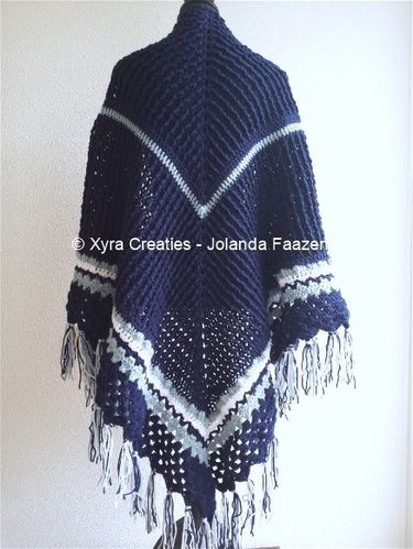 PATR1058 - Wrap / shawl with ridges and beautiful edge