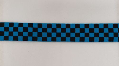 Taille elastiek breed 58 geblokt Turquoise / Zwart