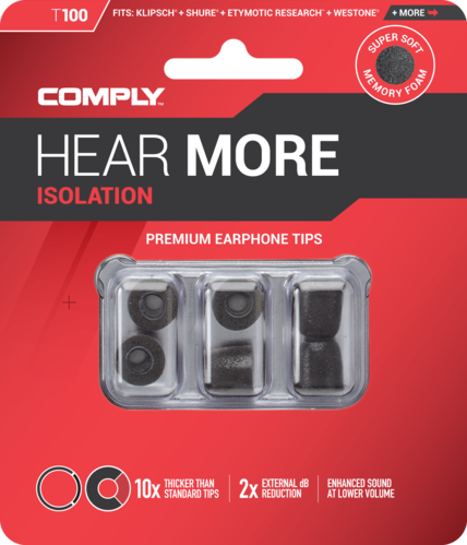 Comply T-100 m black, ear tips, size midium, black, 3 paar