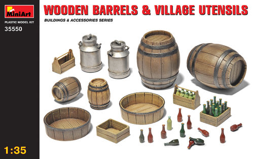 Miniart 35550 Wooden Barrels &amp;amp;amp;amp; Village Utensils 1/35