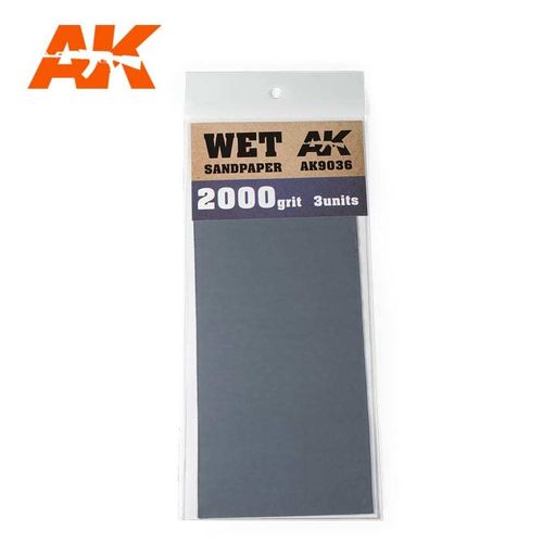 AK interactive 9036 - Wet Sandpaper (schuurpapier voor nat schuren) 3 vellen 2000 grit