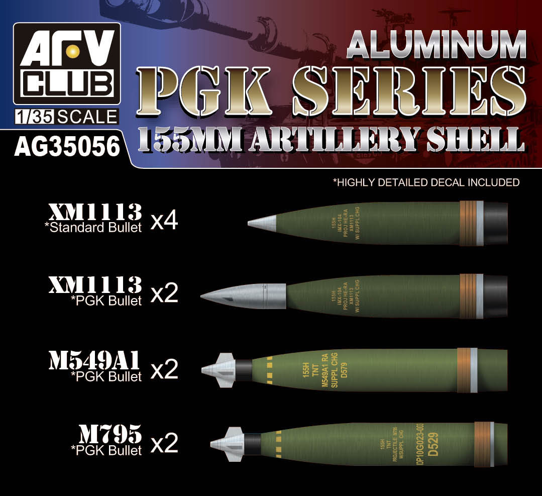 AFV Club AG35056 New Aluminum 155mm artillery shell PGK series 1/35
